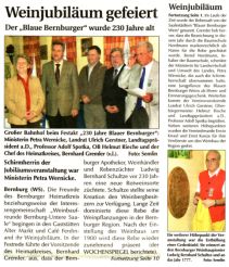 Pressebeitrag Weinjubiläum gefeiert Wochenspiegel 07.11.2007